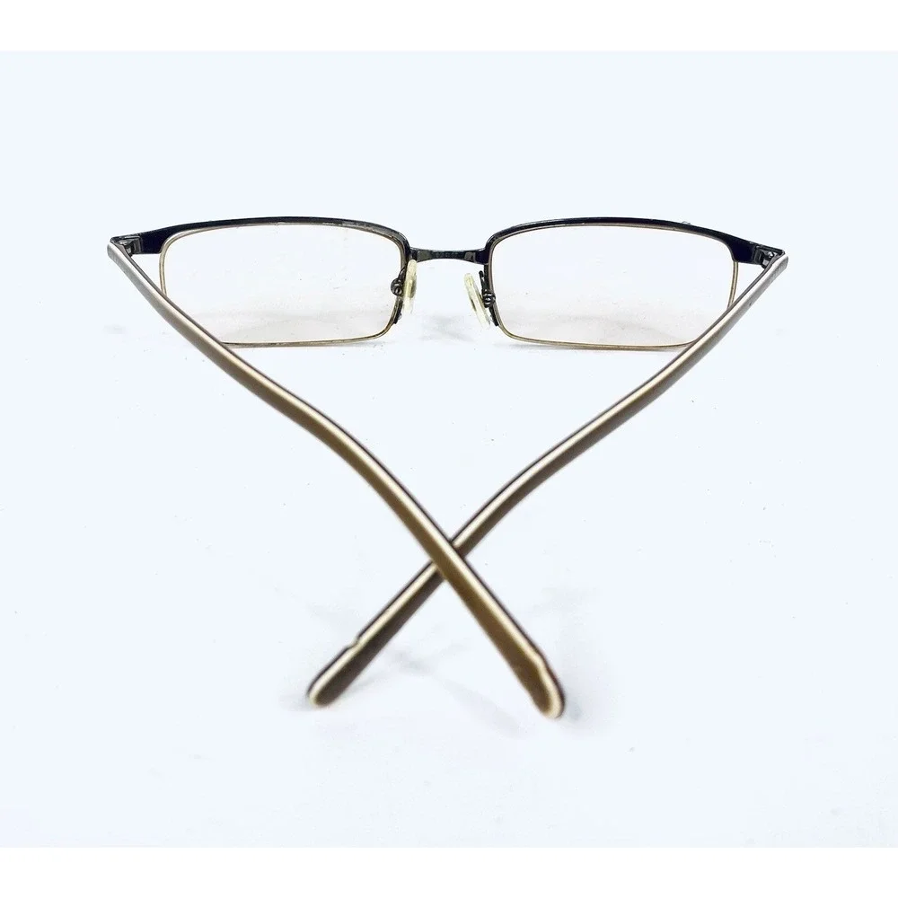 Prada Gold Metal Rectangular Half Rim Glasses Italy VPR56G 8AE-101 52 17 140
